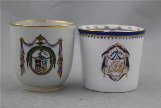 A group of Chinese export armorial porcelain, late 18th century, 16cm. (4)